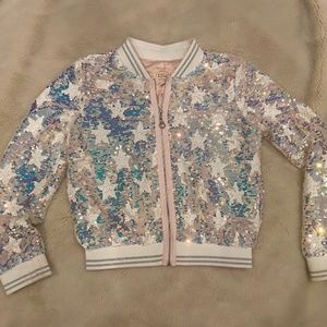 Girls sequin bomber